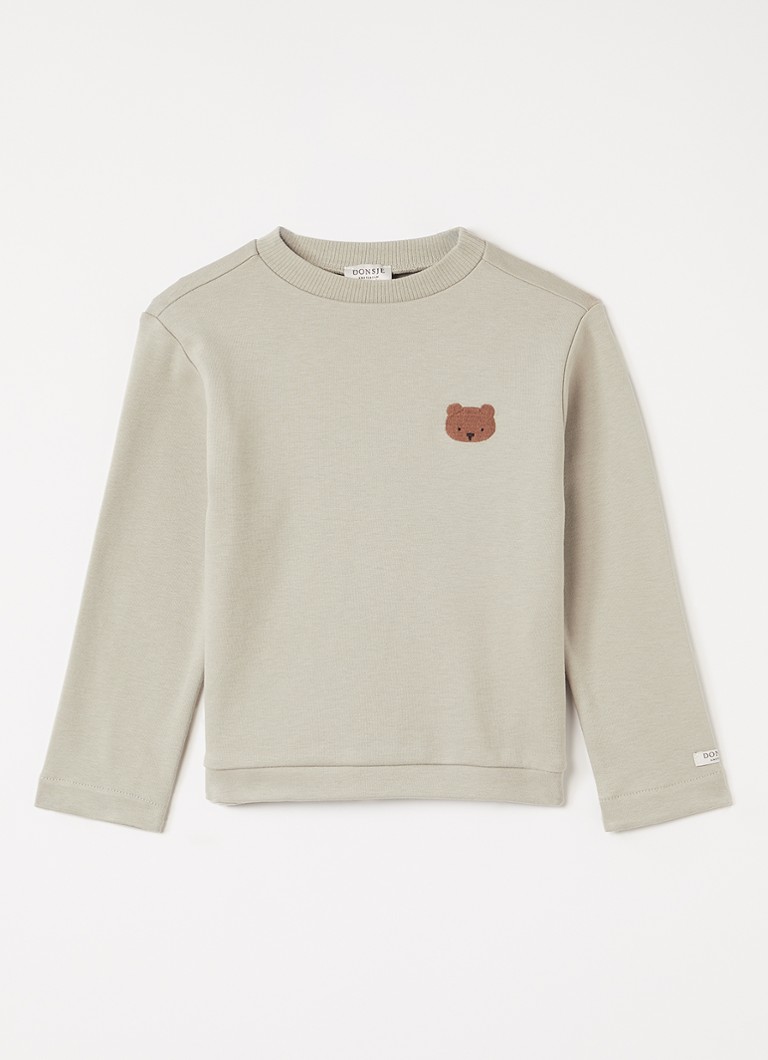 Donsje Amsterdam Jongens Jorijn longsleeve met borduring in de kleur Lindegroen, maat: 3-4Y=104