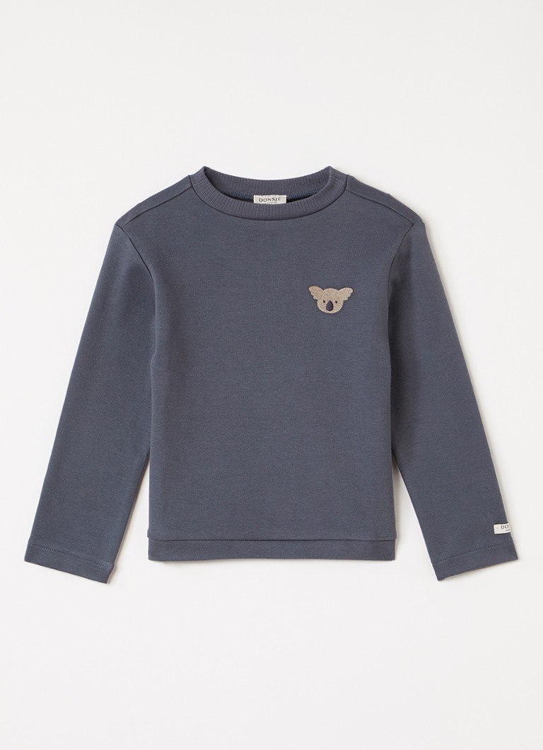 Donsje Amsterdam Jongens Jorijn longsleeve met borduring in de kleur Donkergrijs, maat: 3-4Y=104