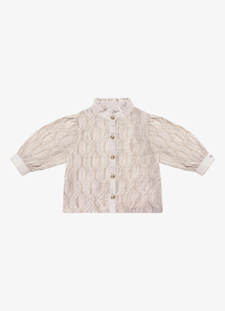 Donsje Amsterdam Meisjes Fini blouse met structuur in de kleur Beige, maat: 24-30M