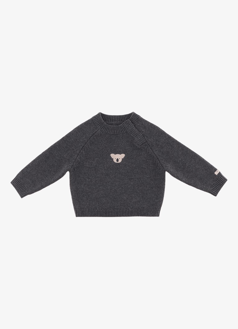 Donsje Amsterdam Jongens Sibbe Merino Wool Sweater | Koala in de kleur Grijs, maat: 18-24M