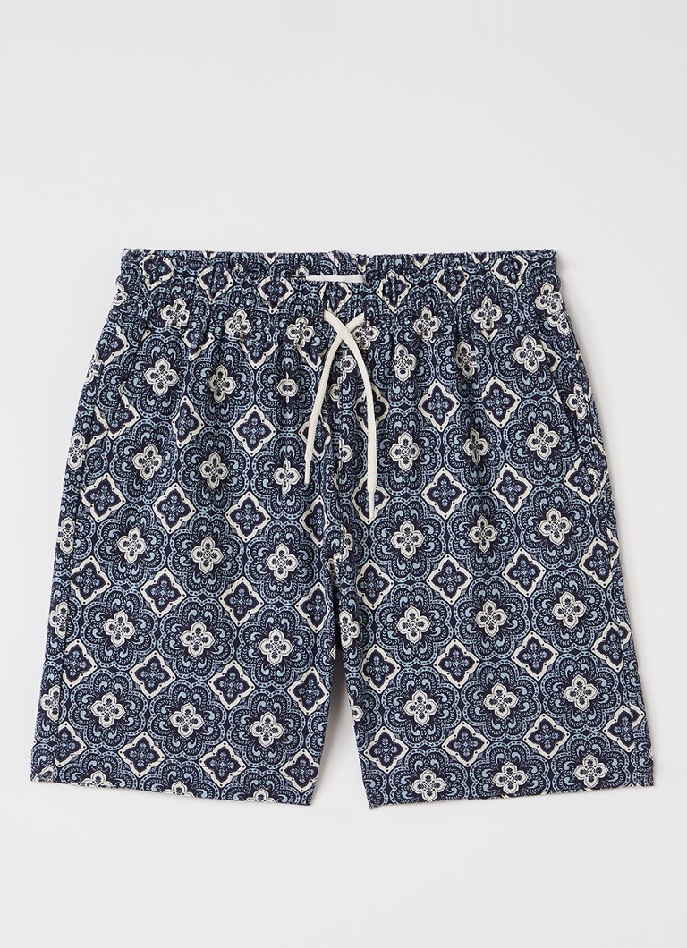 Les Deux Jongens Harry regular fit korte broek met print in de kleur Donkerblauw, maat: 122/128