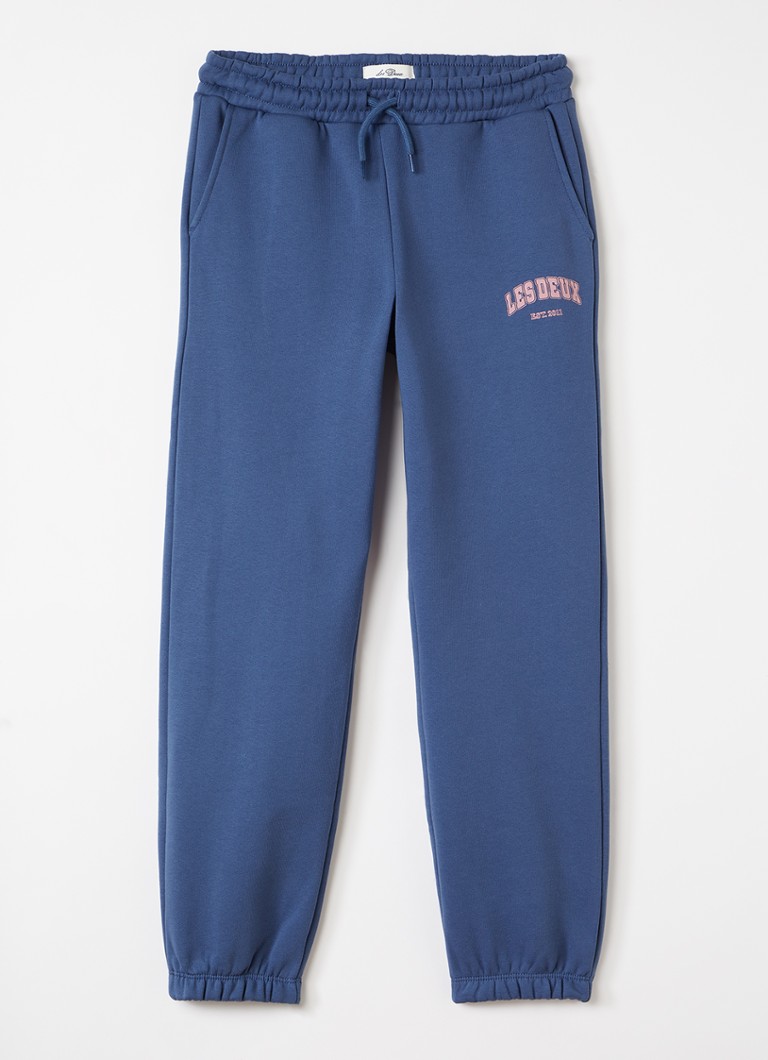 Les Deux Jongens Hoop tapered fit joggingbroek met logo in de kleur Indigo, maat: 158/164