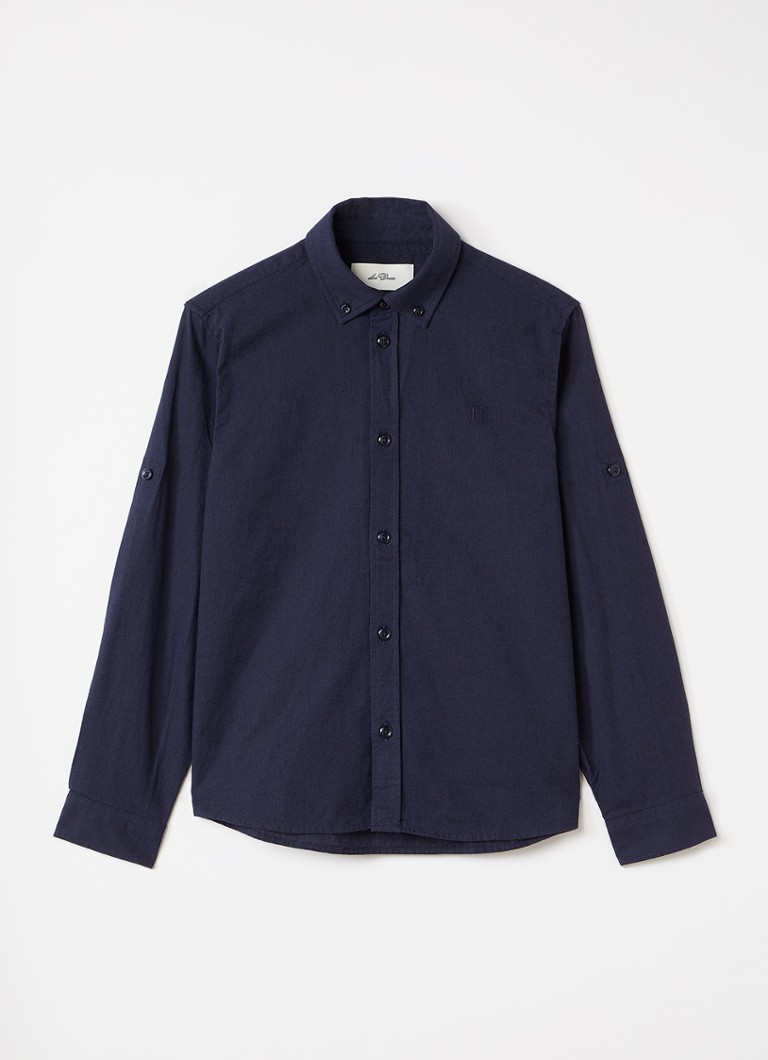 Les Deux Jongens Konrad overhemd in linnenblend in de kleur Donkerblauw, maat: 146/152
