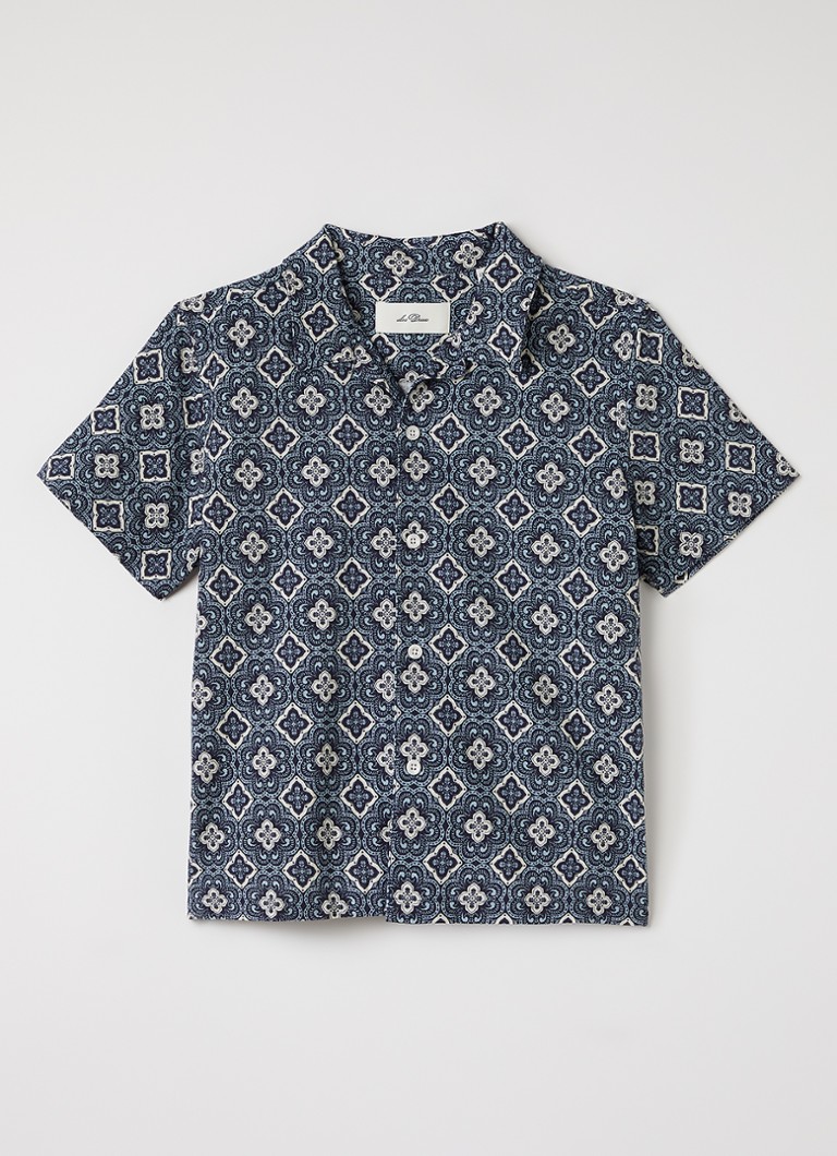 Les Deux Meisjes Lucas overhemd met grafisch dessin in de kleur Indigo, maat: 146/152