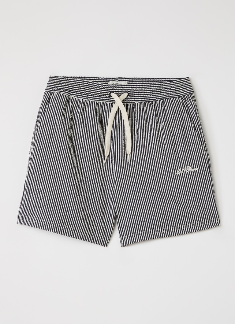Les Deux Jongens Stan zwemshorts met streepprint in de kleur Zwart, maat: 146/152