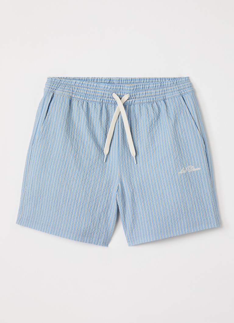 Les Deux Jongens Stan zwemshorts met streepprint in de kleur Staalblauw, maat: 134/140