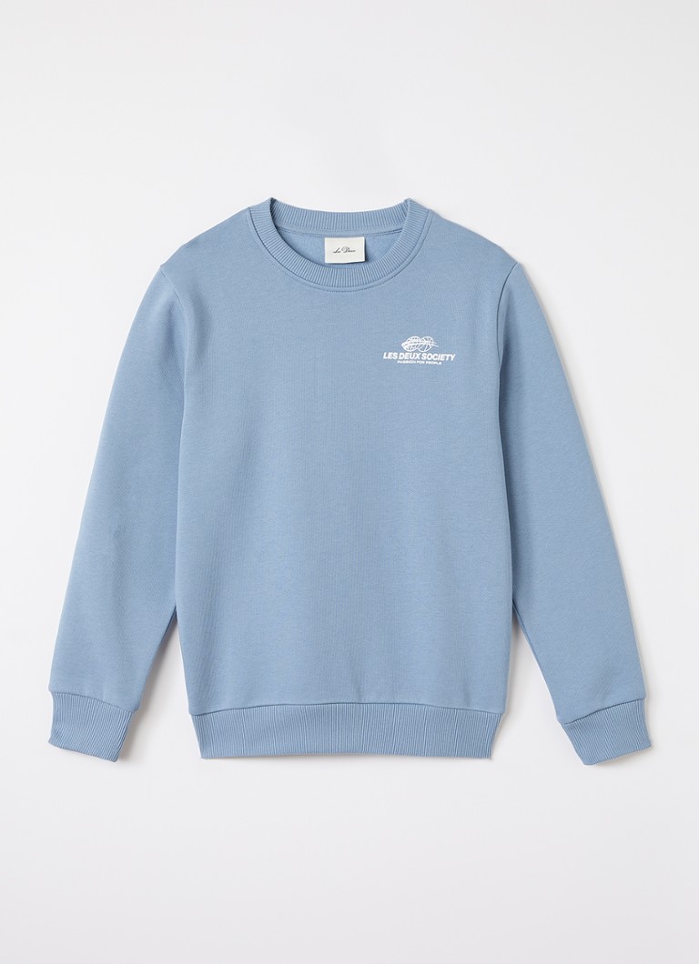 Les Deux Jongens Exhibition sweater met logo- en backprint in de kleur Lichtblauw, maat: 140