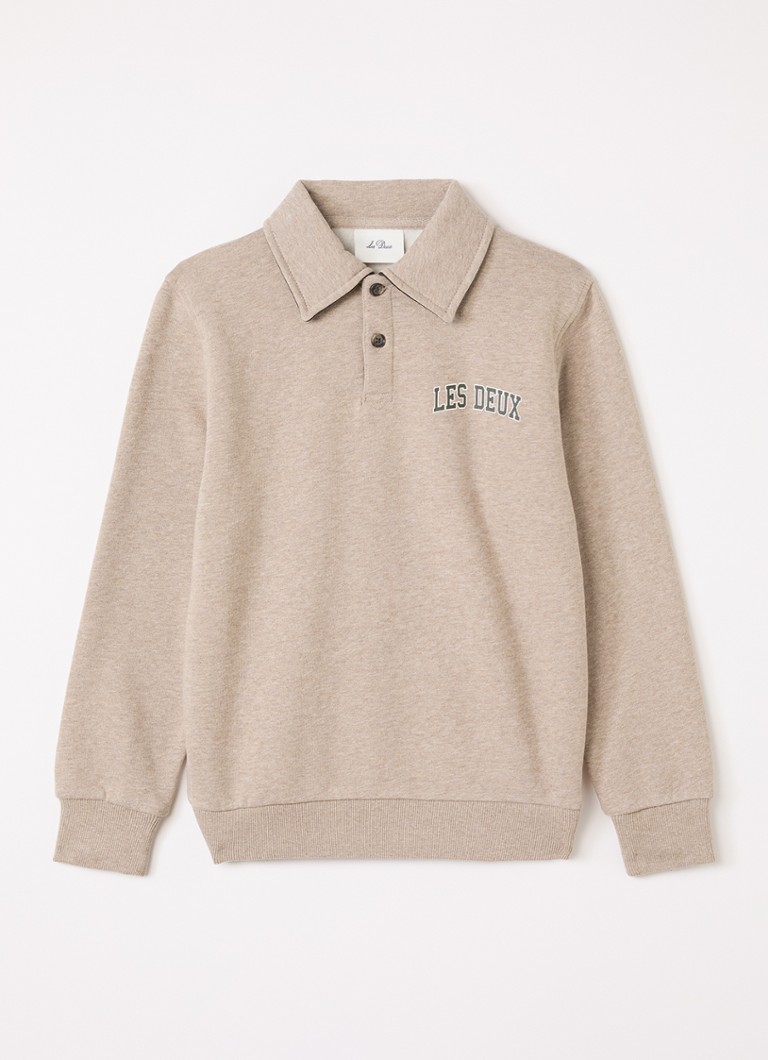 Les Deux Jongens Sweater met logo in de kleur Donkerbeige, maat: 152