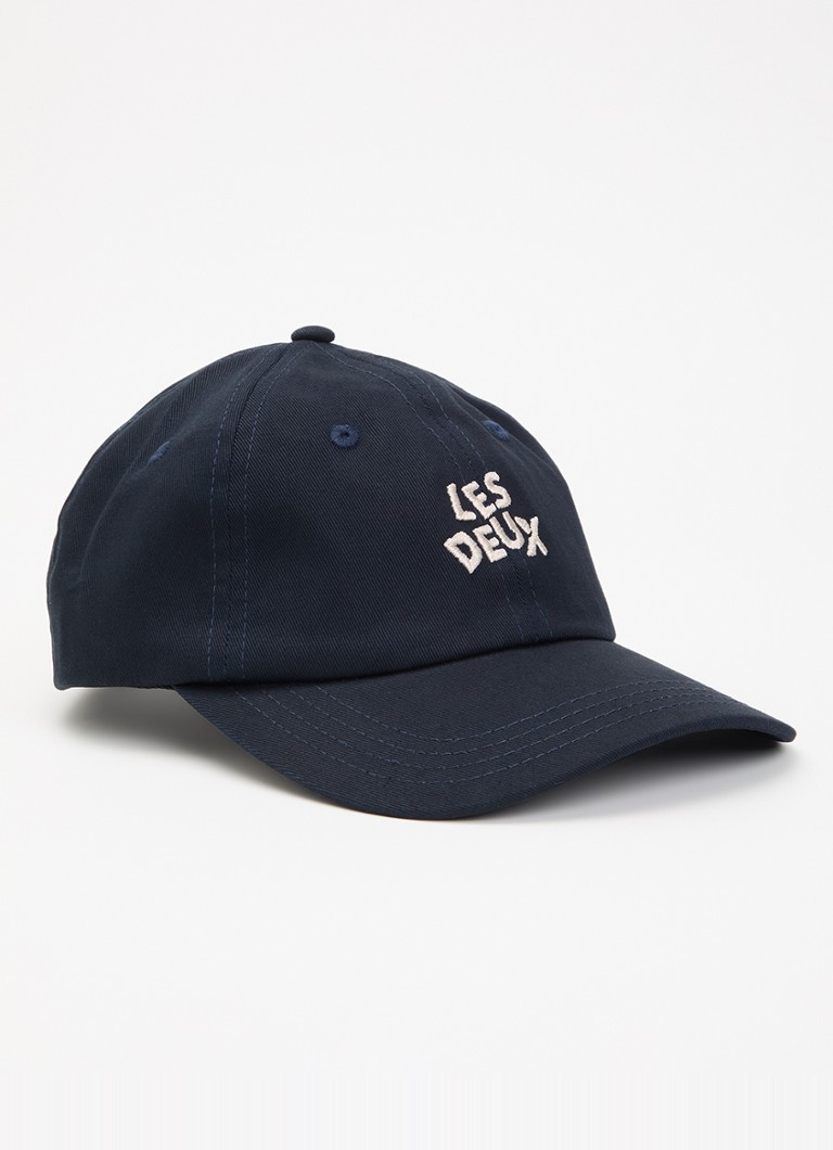 Les Deux Jongens Pet met logoborduring in de kleur Donkerblauw, maat: l/xl