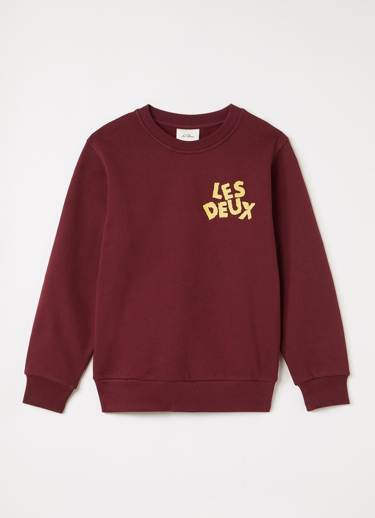 Les Deux Jongens Sweater met logo in de kleur Bordeauxrood, maat: 164