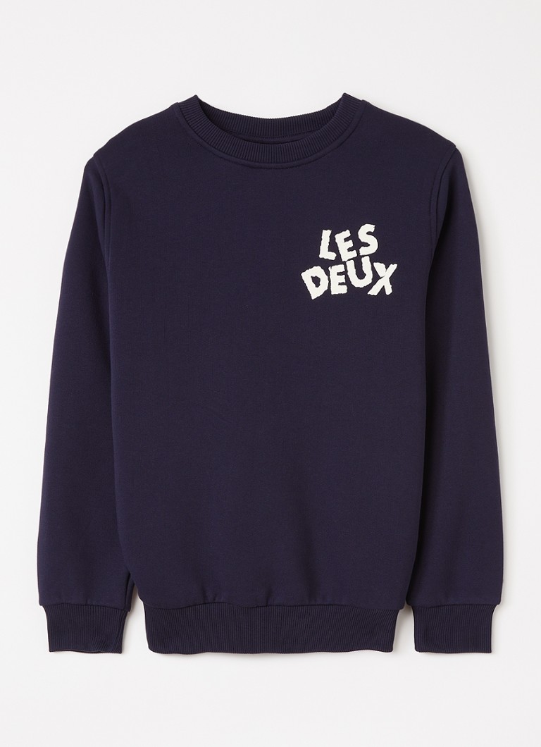 Les Deux Jongens Sweater met logo in de kleur Donkerblauw, maat: 140
