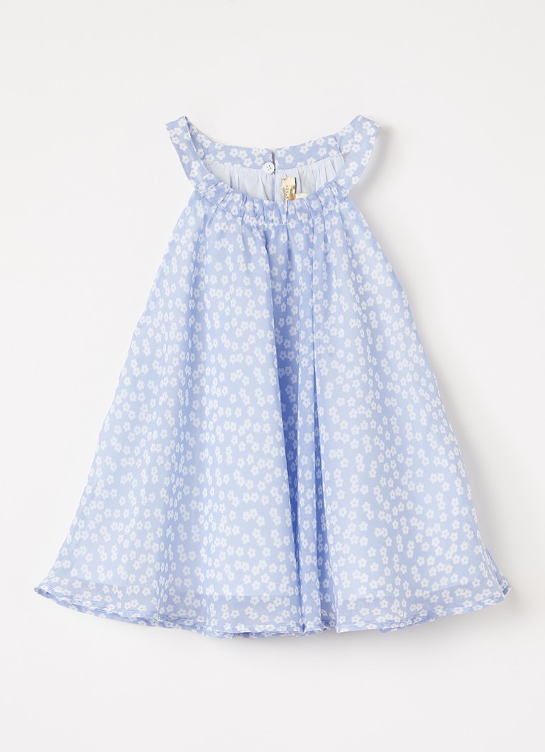 Stella McCartney Meisjes Jurk met bloemenprint in de kleur Staalblauw, maat: 140
