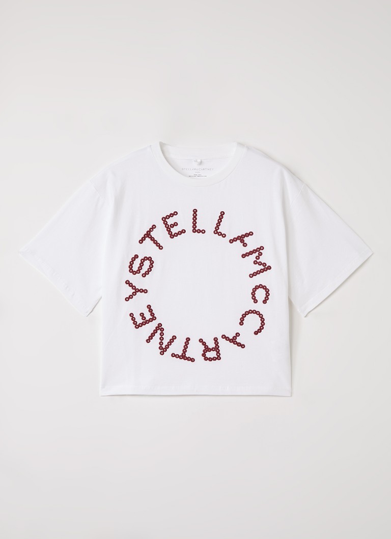 Stella McCartney Meisjes T-shirt met logoborduring in de kleur Wit, maat: 8J=128