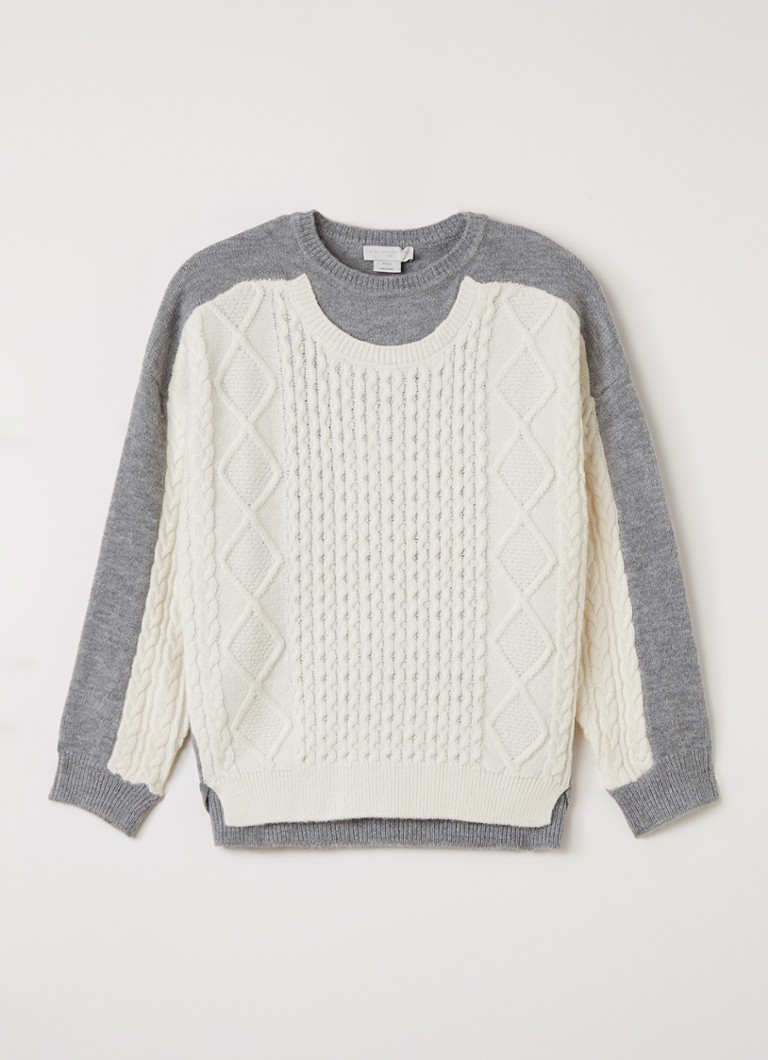 Stella McCartney Meisjes Kabelgebreide trui in wolblend in de kleur Gebroken wit, maat: 12J=152