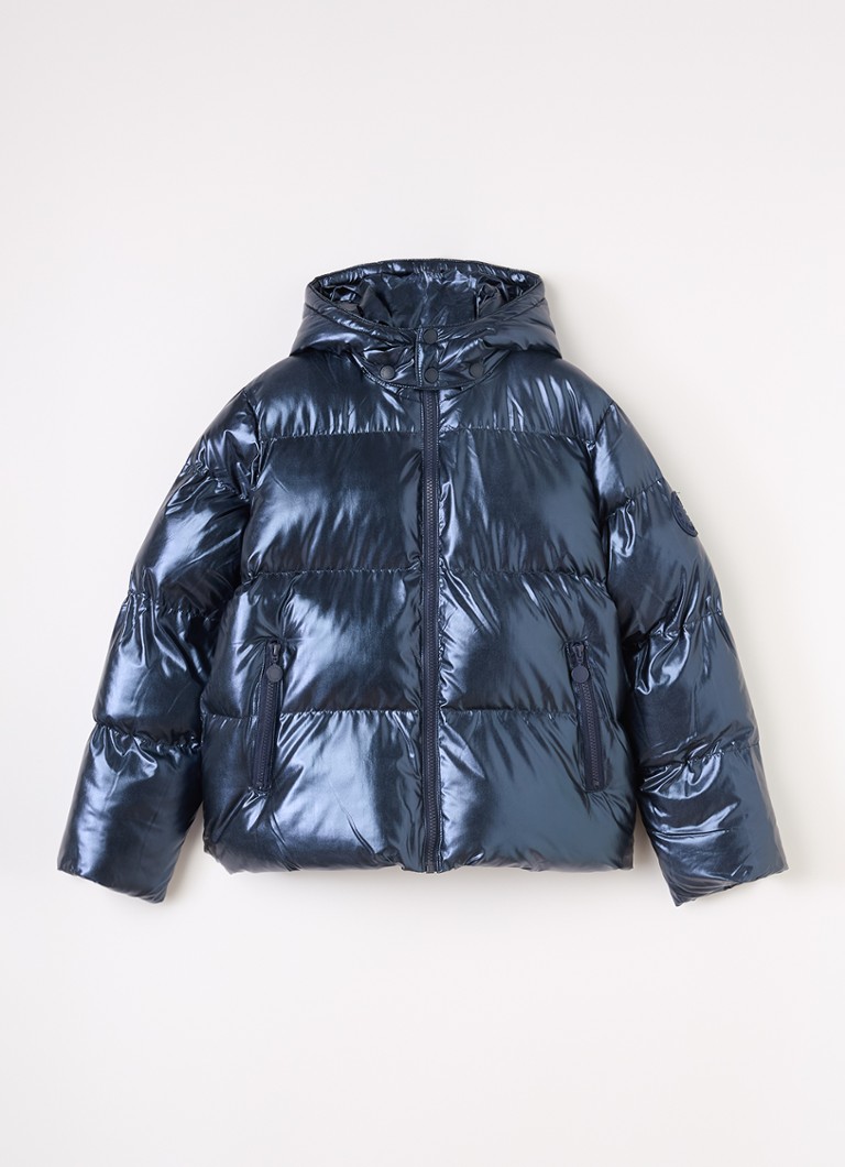Stella McCartney Meisjes Pufferjack met afneembare capuchon in de kleur Indigo, maat: 8J=128