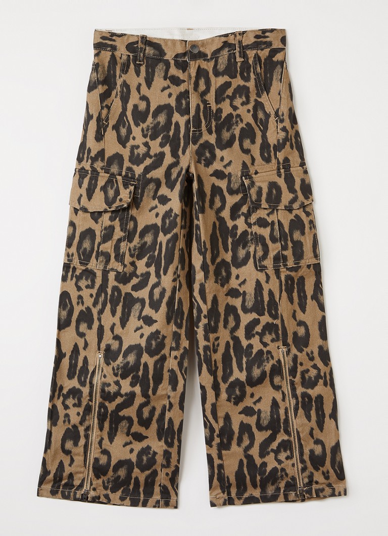 Stella McCartney Meisjes Loose fit jeans met panterprint in de kleur Camel, maat: 14J=164