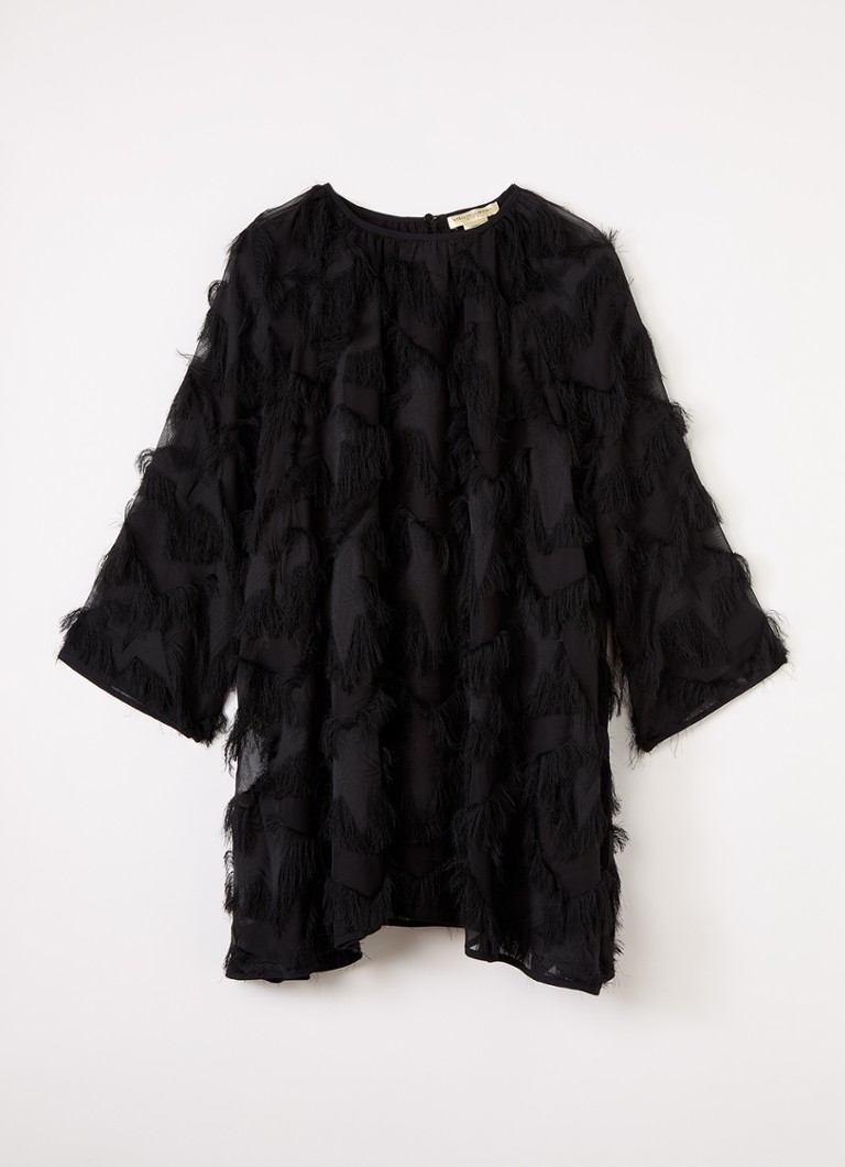 Stella McCartney Meisjes Jurk met franjes in de kleur Zwart, maat: 12J=152