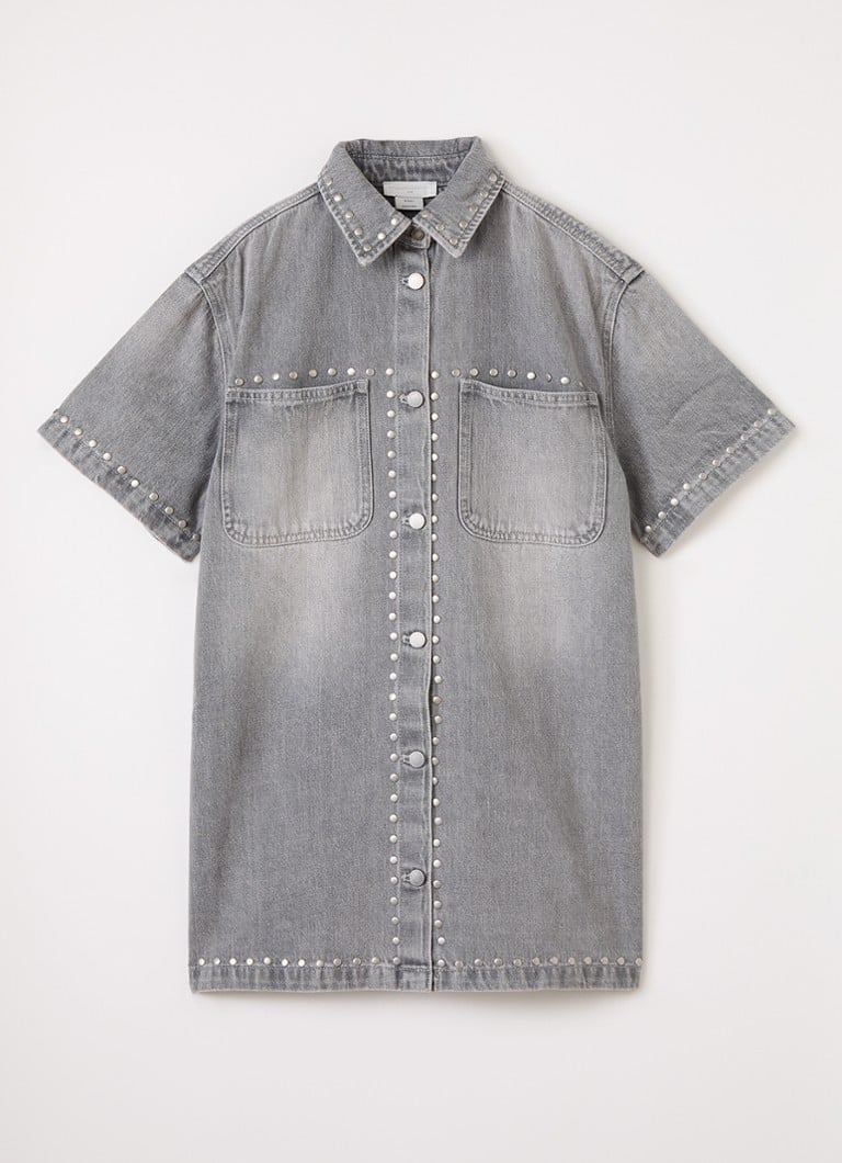 Stella McCartney Meisjes Denim blousejurk met studs in de kleur Grijs, maat: 14J=164