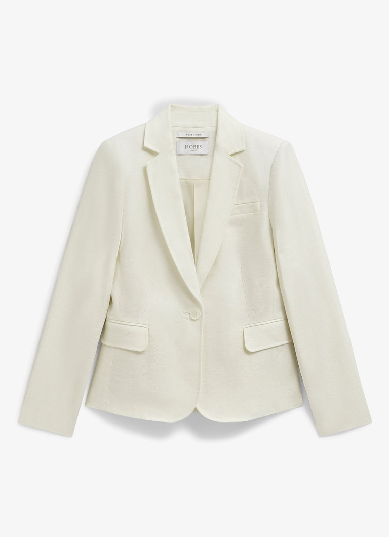 Hobbs Dames Blake blazer van linnen met klepzakken in de kleur Ivoor