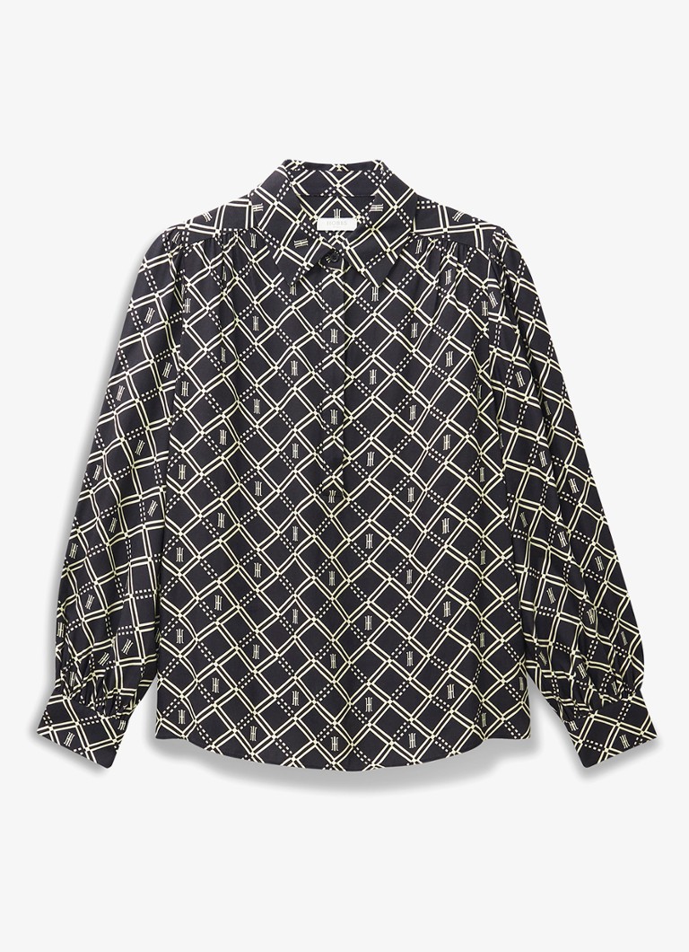 Hobbs Dames Paulina blouse met grafische print in de kleur Donkerblauw