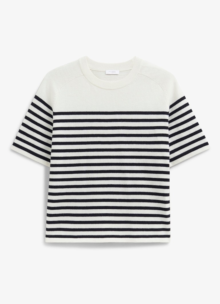 Hobbs Dames Demi fijngebreid T-shirt in kasjmierblend met streepprint in de kleur Gebroken wit
