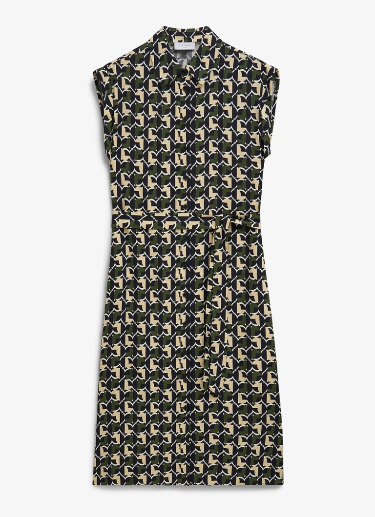 Hobbs Dames Kalinda midi blousejurk met grafische print in de kleur Legergroen