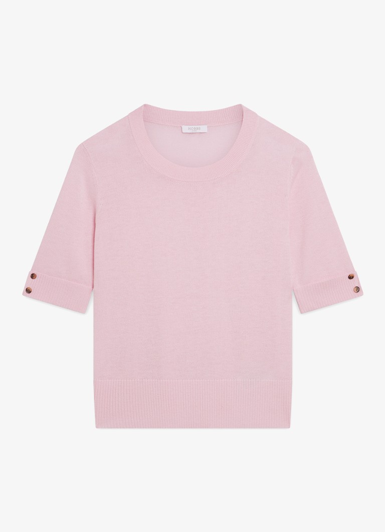 Hobbs Dames Leanne fijngebreide top in wolblend in de kleur Roze