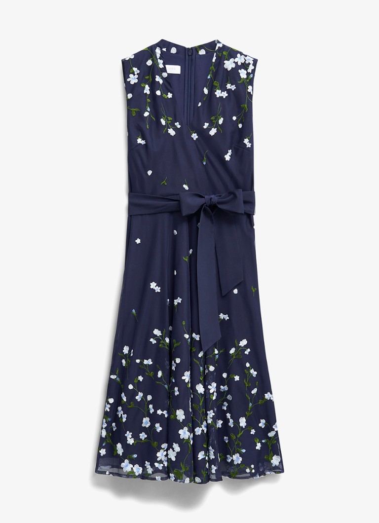 Hobbs Dames Aria midi jurk met bloemenprint in de kleur Donkerblauw