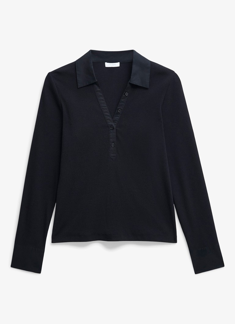 Hobbs Dames Lennox polo in katoenblend in de kleur Donkerblauw