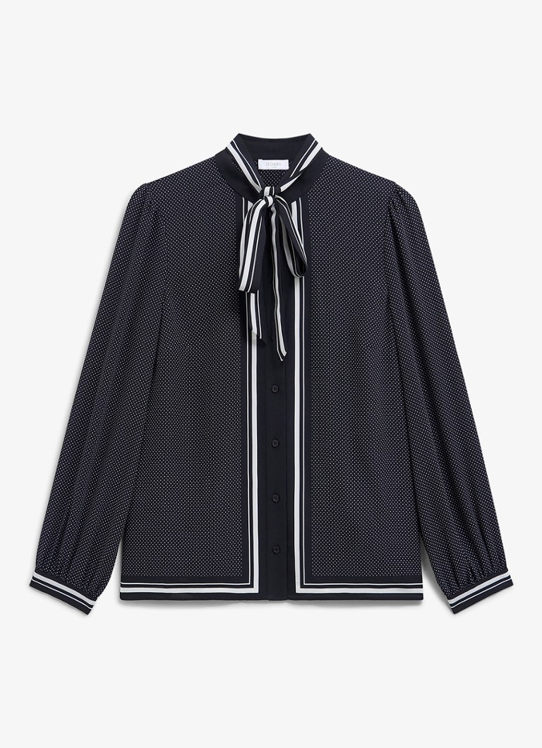 Hobbs Dames Valerie blouse met stippenprint en sjaalkraag in de kleur Donkerblauw