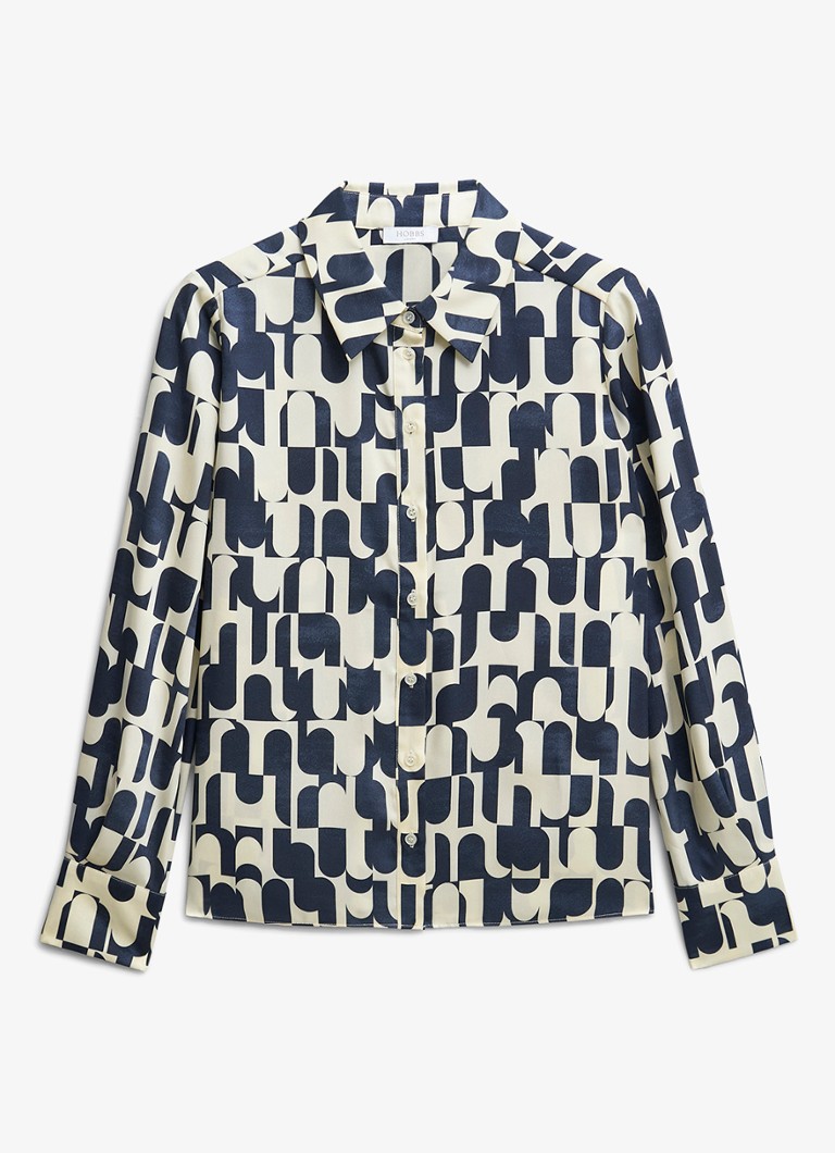 Hobbs Dames Velma blouse met grafische print in de kleur Donkerblauw