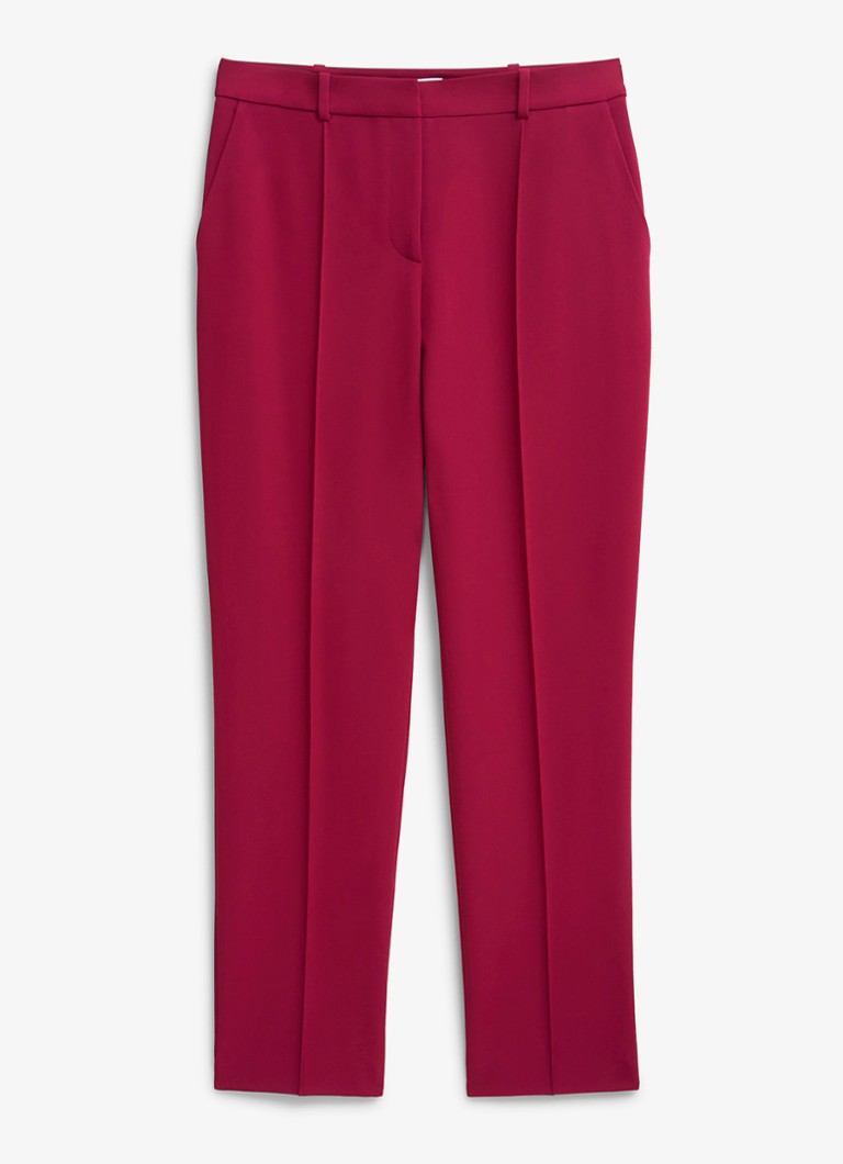 Hobbs Dames Gemma mid waist straight fit pantalon met siernaad in de kleur Cranberryrood