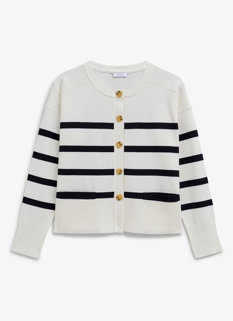 Hobbs Dames Megan fijngebreid vest met streepprint in de kleur Ivoor