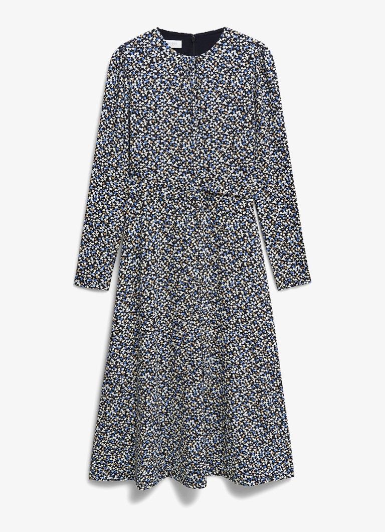 Hobbs Dames Dakota midi jurk met grafisch patroon en strikceintuur in de kleur Blauw