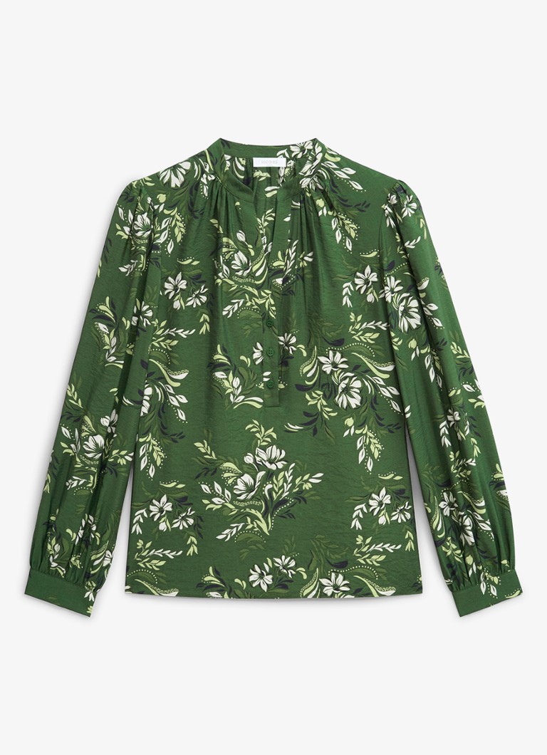 Hobbs Dames Sylvia tuniek met pofmouw en print in de kleur Groen