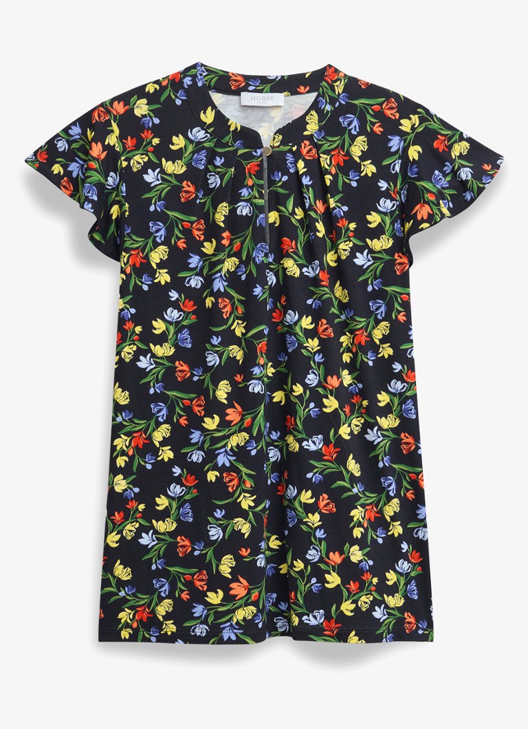 Hobbs Dames Lila tuniek met bloemenprint in de kleur Zwart