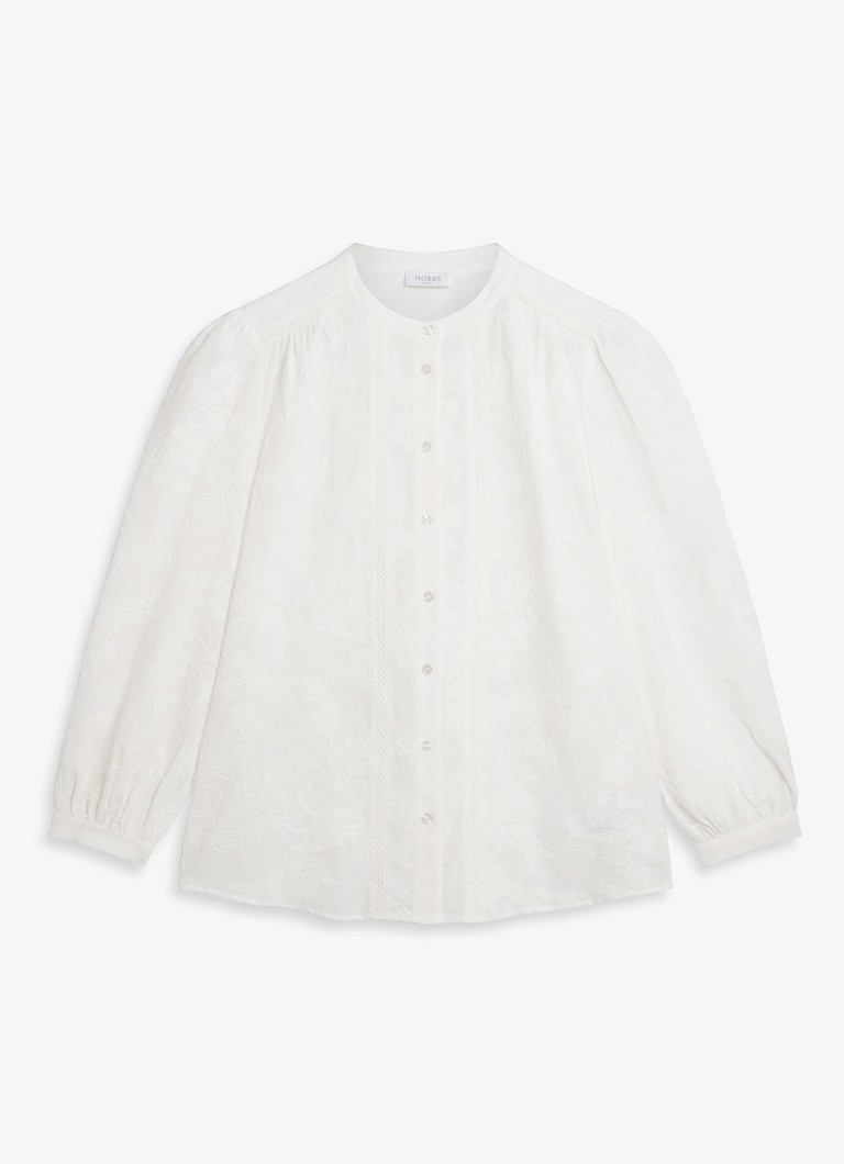 Hobbs Dames Fallon blouse met borduring in de kleur Wit