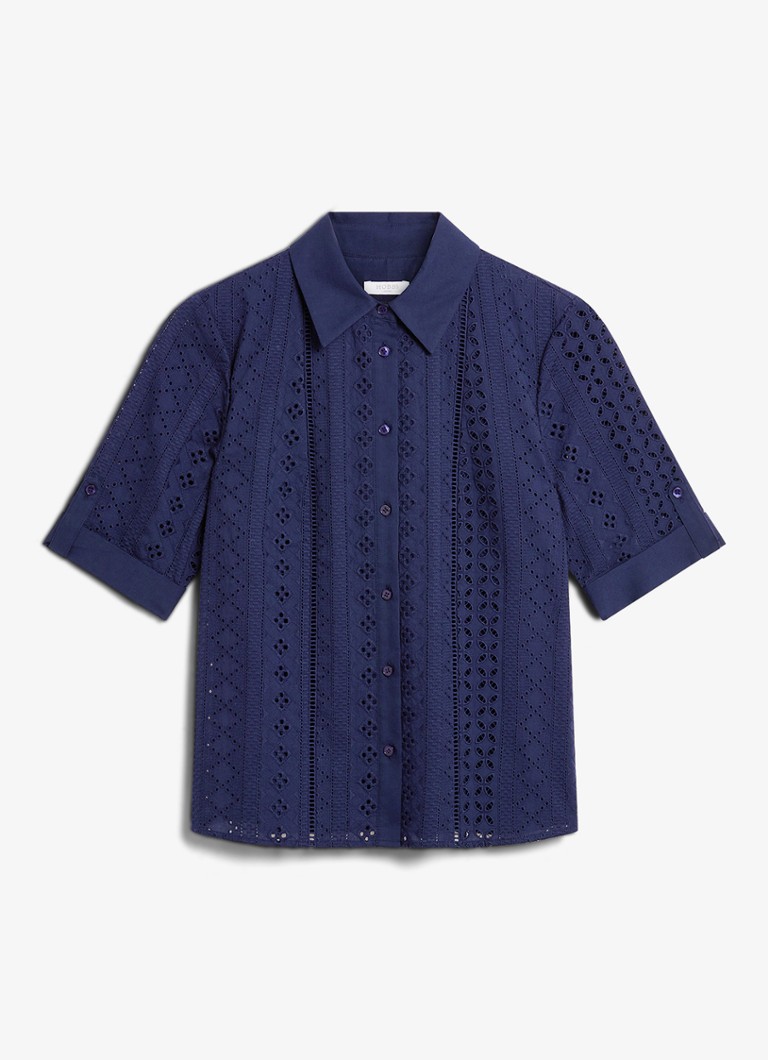 Hobbs Dames Christie blouse met borduring in de kleur Donkerblauw