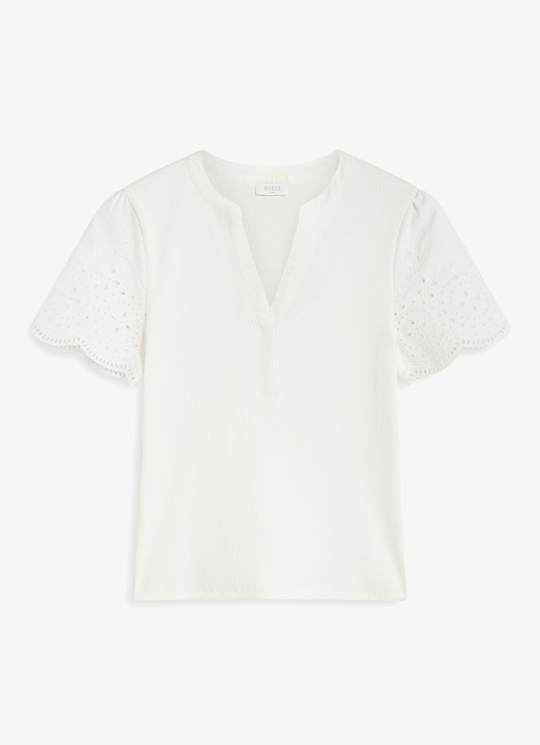 Hobbs Dames Daphne tuniek met broderie in de kleur Wit