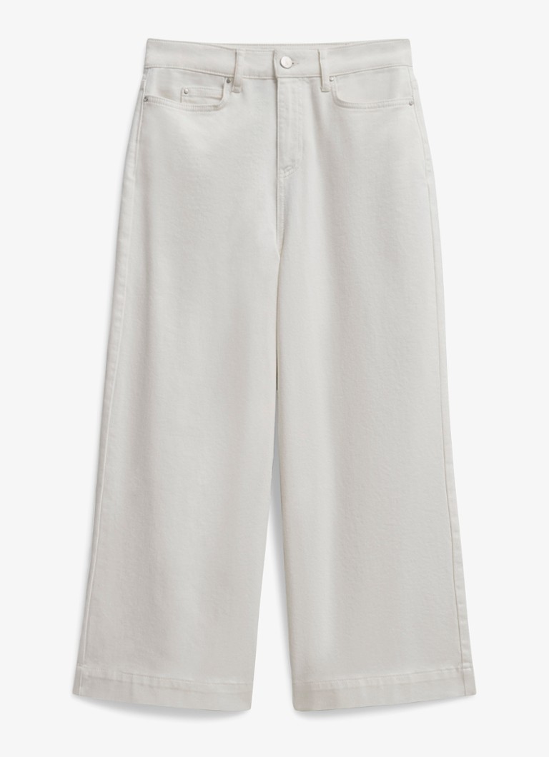 Hobbs Dames Brinley high waist wide leg cropped jeans in de kleur Gebroken wit