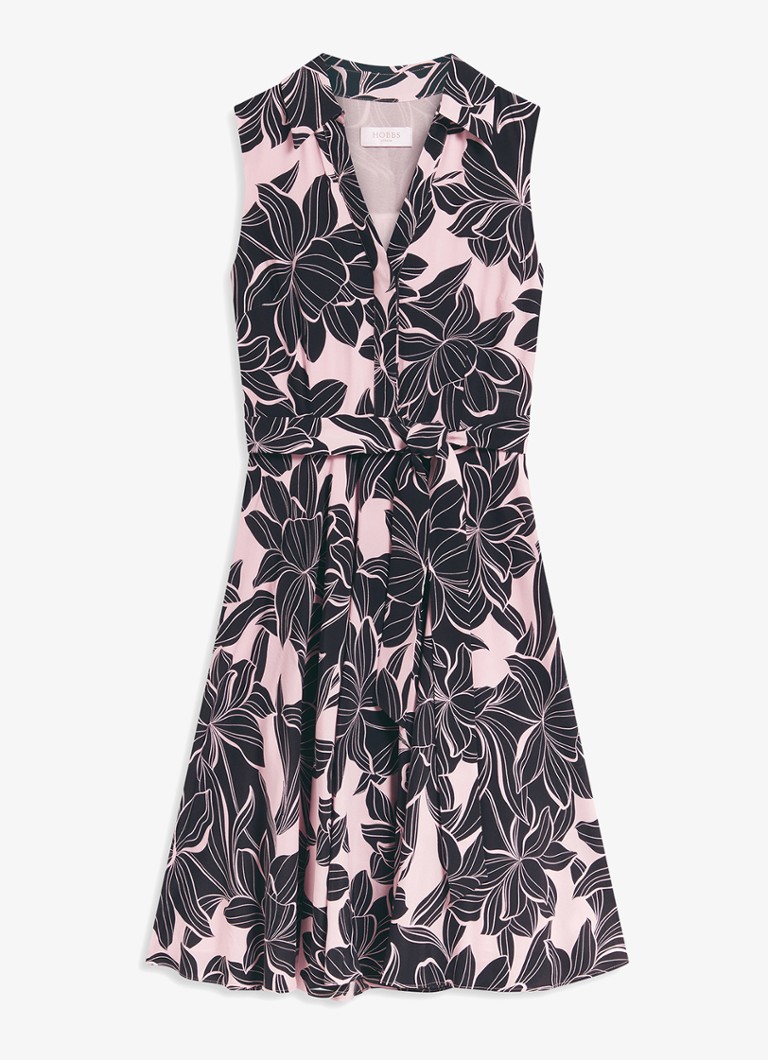 Hobbs Dames Bea mini jurk met print en strikceintuur in de kleur Roze
