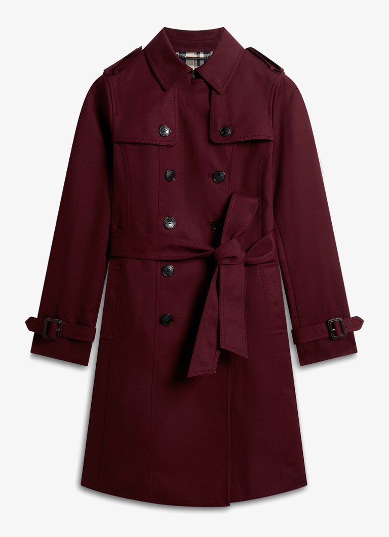 Hobbs Dames Skylar double-breasted trenchcoat met strikceintuur in de kleur Bordeauxrood