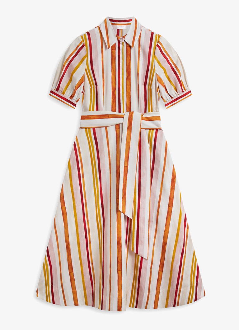 Hobbs Dames Cressida midi tuniekjurk met pofmouw en streepprint in de kleur Ivoor
