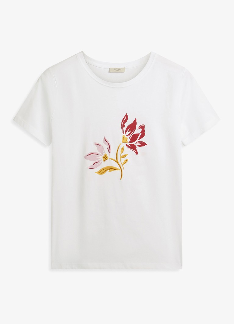 Hobbs Dames Pixie T-shirt met print en ronde hals in de kleur Wit