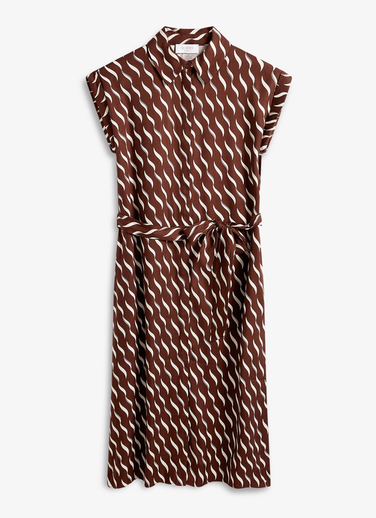 Hobbs Dames Kalinda midi jurk met grafische print in de kleur Bruin