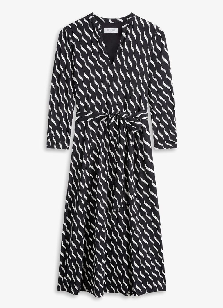Hobbs Dames Theodora midi jurk met grafische print in de kleur Donkerblauw