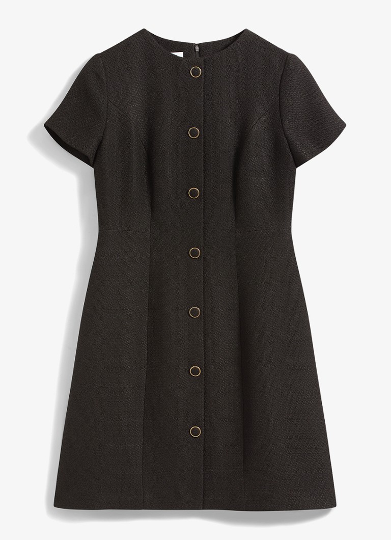 Hobbs Dames Elowen mini jurk met knoopsluiting in de kleur Zwart