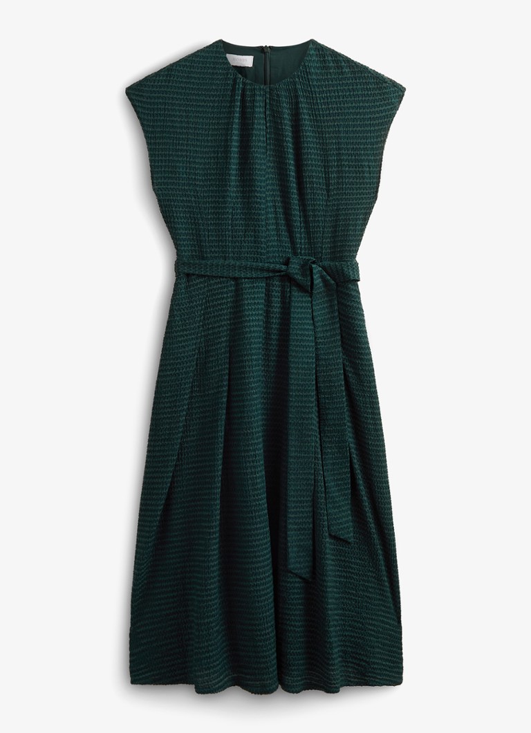 Hobbs Dames Viviene midi jurk met strikceintuur in de kleur Donkergroen