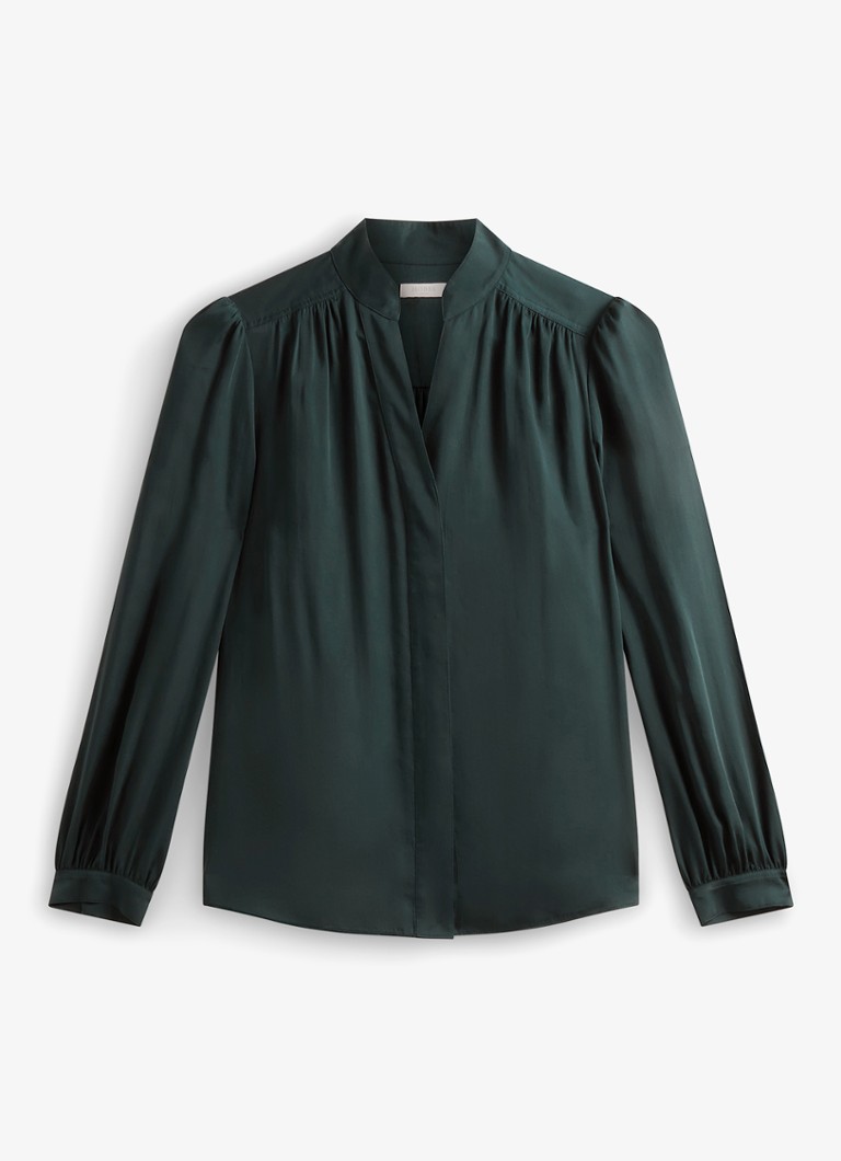 Hobbs Dames Gwen blouse met opstaande kraag in de kleur Donkergroen