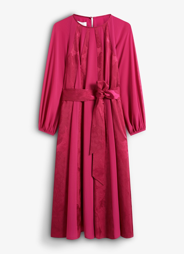 Hobbs Dames Loren midi jurk met strikceintuur in de kleur Roze